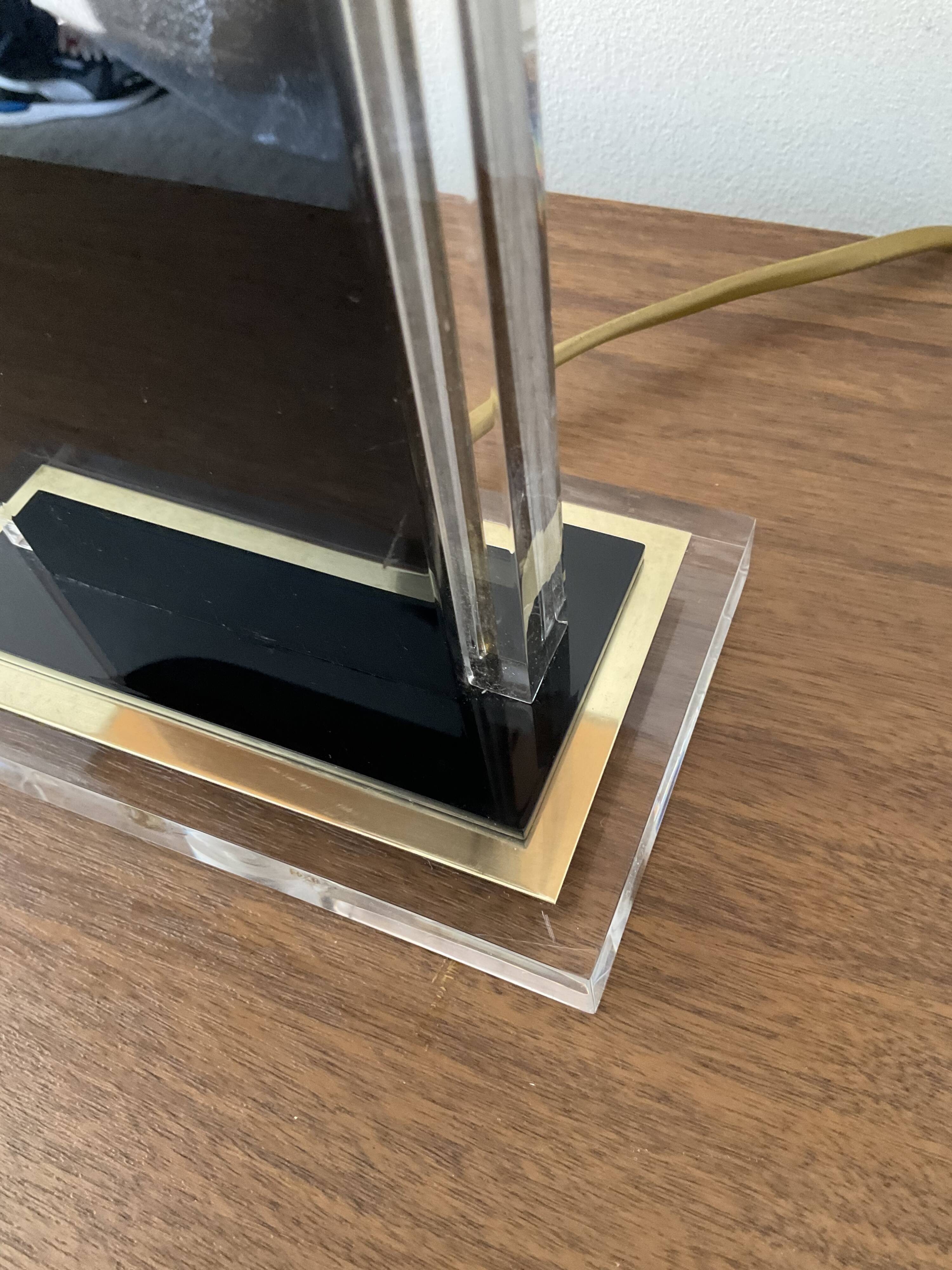Belgo Chrom lamp in brass and lucite 70s