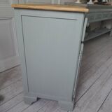 Compact sideboard with 2 drawers, 2 doors re-enchanted in grey-green.