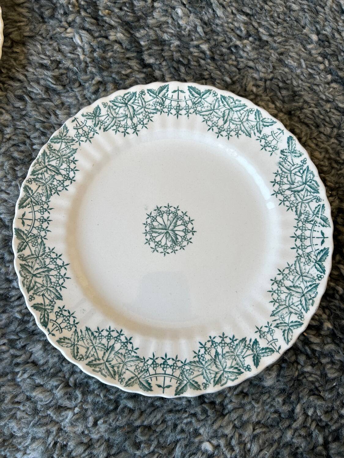 Antique flat plates, Longchamp Antonia ironstone.