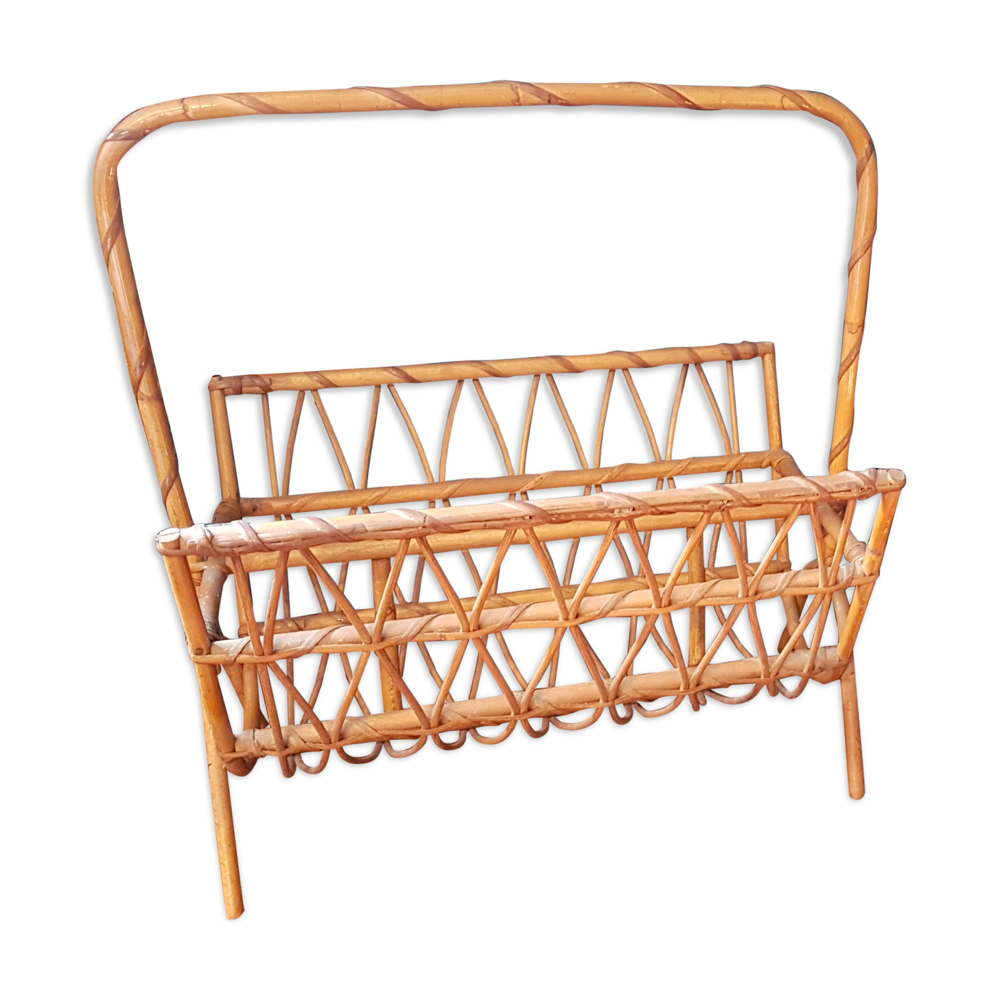 Porte revue en osier rotin des années 70