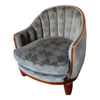 1930s armchair, grey velvet, designer fabric