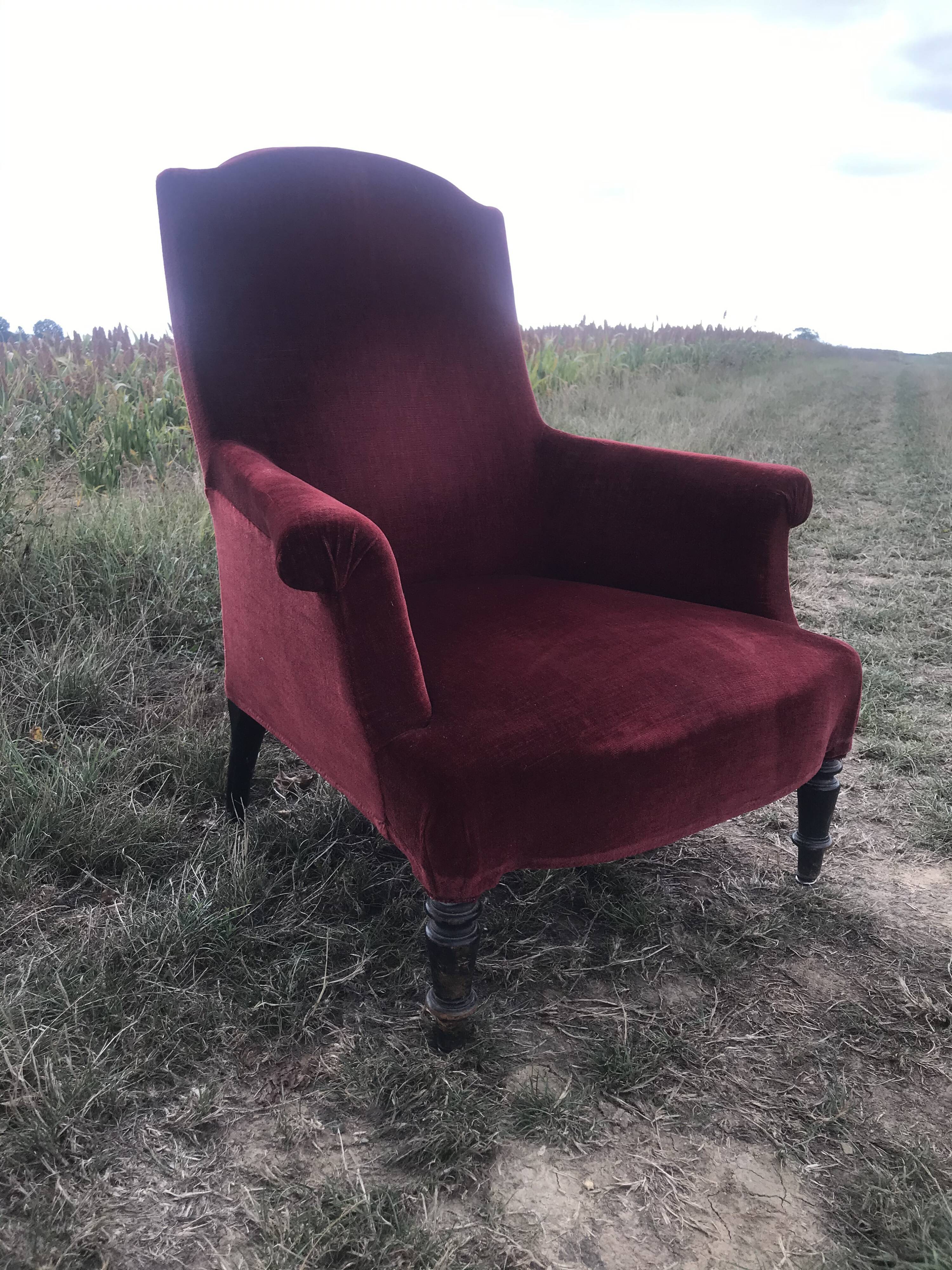 Bordeaux velvet english armchair