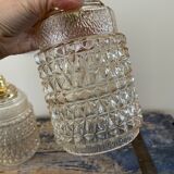 Pair of vintage electrified glass wall lamps