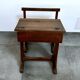 Solid oak school desk - mid-20th century - freestanding bench