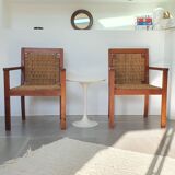 Paire de fauteuils corde des années 50