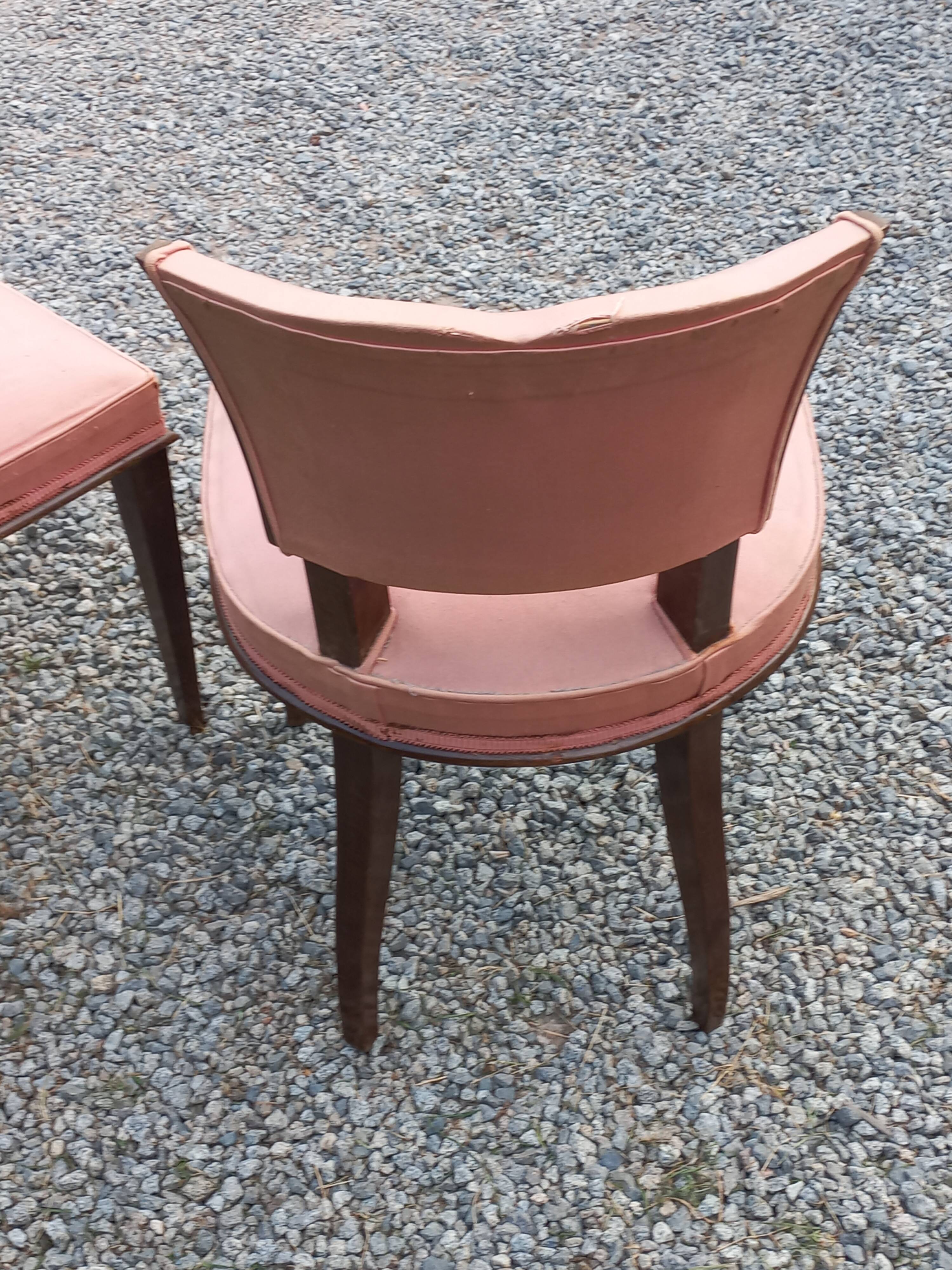 Pair of vintage low-backed bedroom chairs from the 1930s/1950s