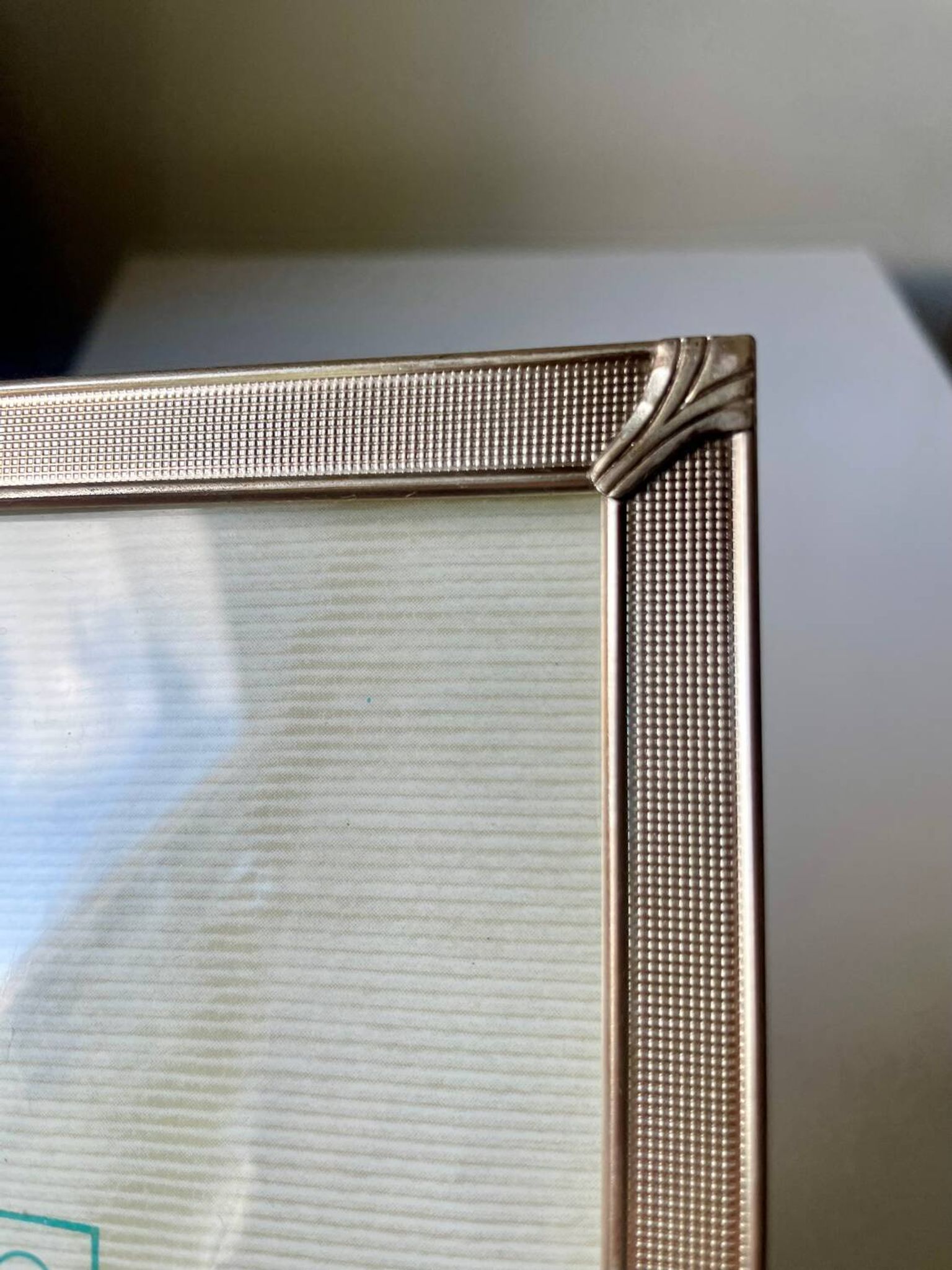 Art deco silver colored   frame 28.5 cm x 14.5 cm  convex glass
