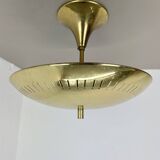 unique round  Brass Gino Sarfatti Style Ceiling Light Flushmount, Italy 1950s