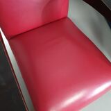 4 x Vintage Ying lounge chairs / fauteuils van Hugues Chevalier,'90. 3 x blue / 1 x red leather