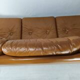 Scandinavian fawn leather sofa