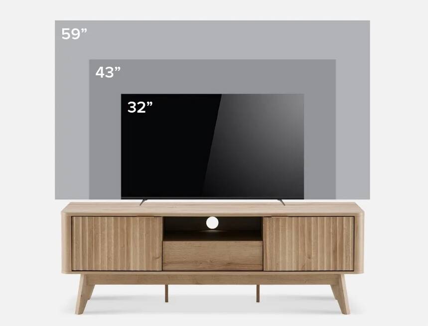 Mid-Century Modern Sideboard with Waveform Panel for TVs up to 50 Inch, Storage Sideboard