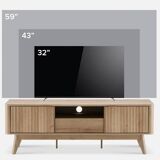 Mid-Century Modern Sideboard with Waveform Panel for TVs up to 50 Inch, Storage Sideboard