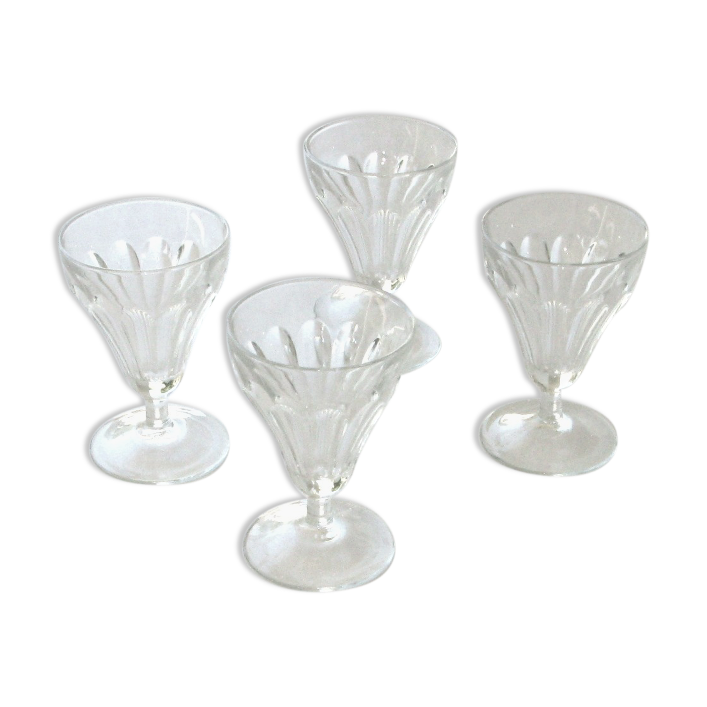 4 old foot glasses for cooked wine