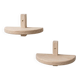 Pair of half-moon wall shelves in solid oak