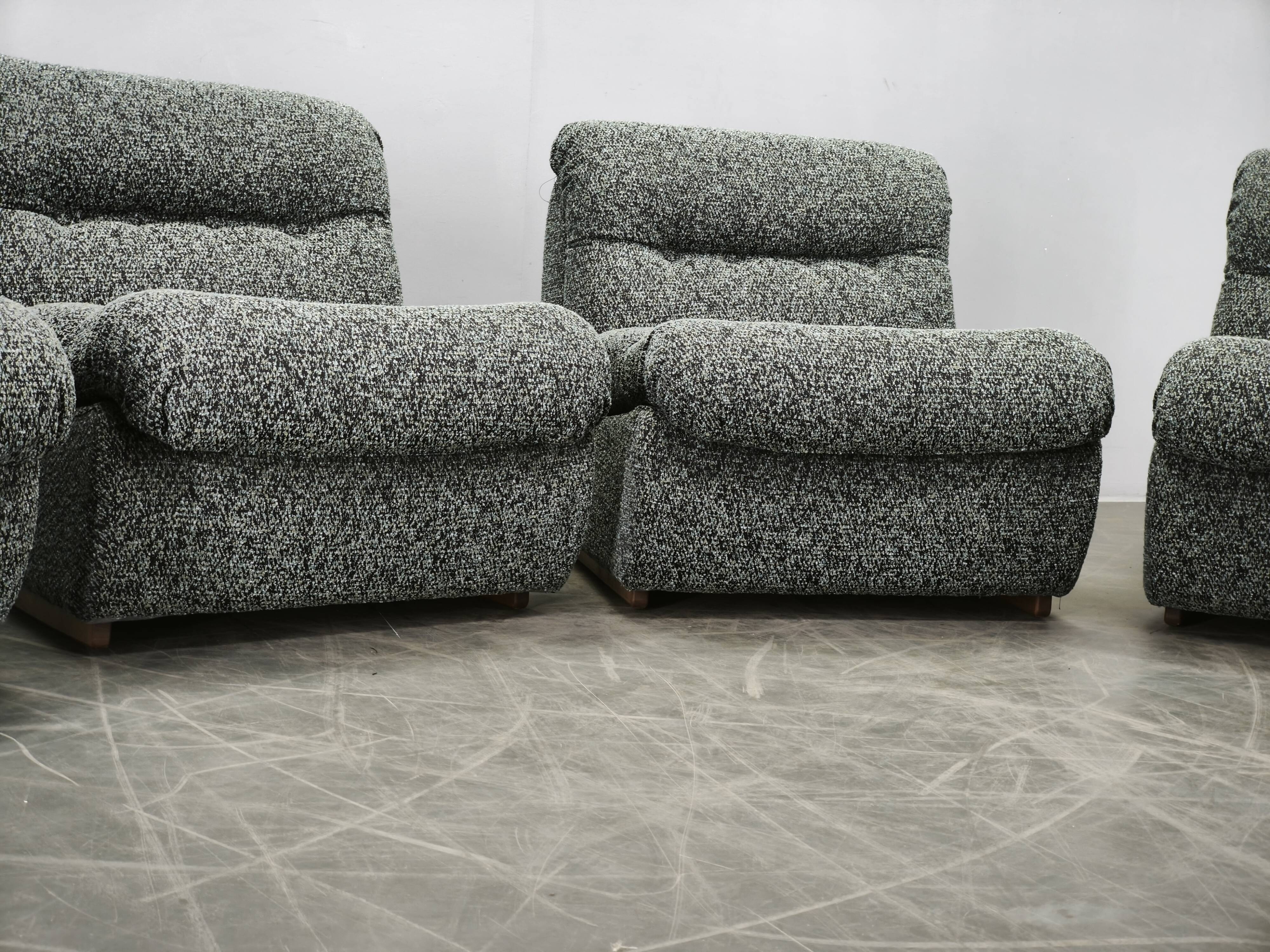 1970s Czechoslovak Space Age Four-Piece Sculptural Modular Sofa