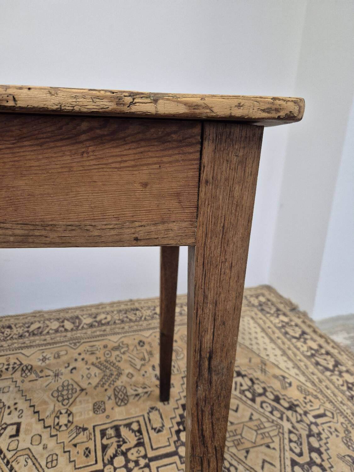 Rustic farmhouse table/desk in solid oak and antique fir 1950s