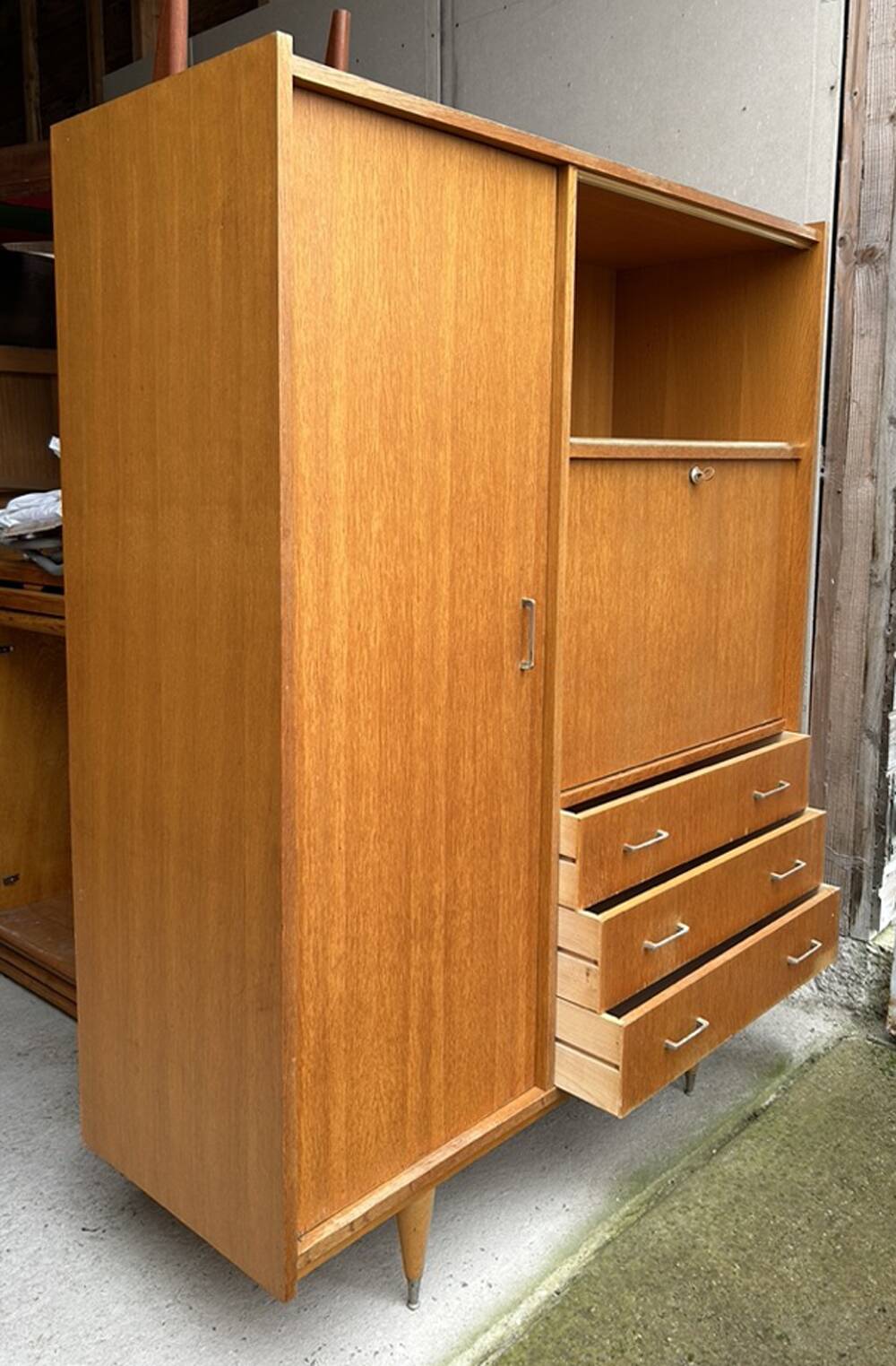 Secretary, bookcase, cupboard, wardrobe, 60s, vintage