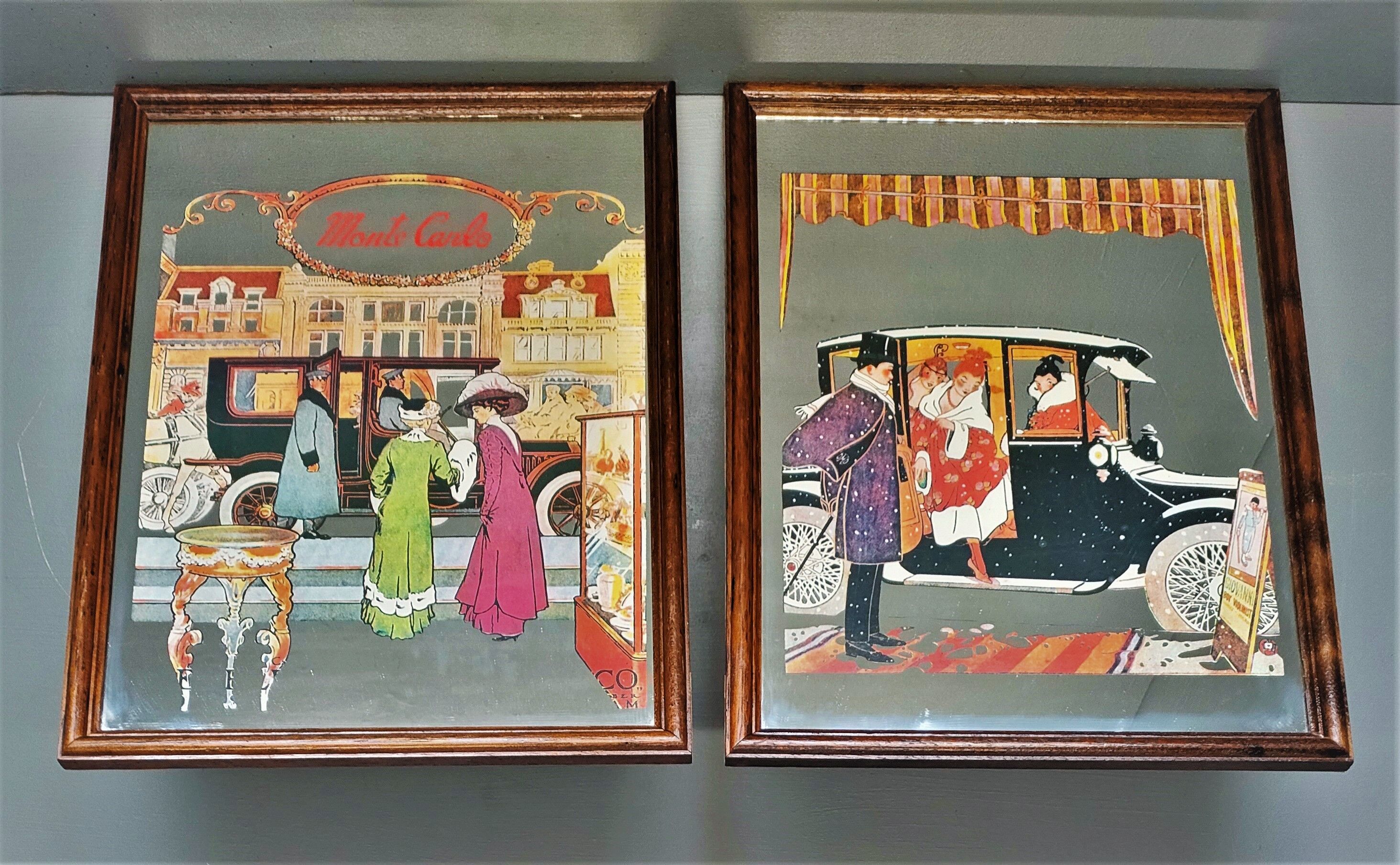 Two mirror frames Art-Deco style, silkscreened " Monte-Carlo " - France - 70's