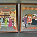 Two mirror frames Art-Deco style, silkscreened " Monte-Carlo " - France - 70's