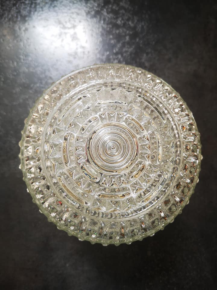 Old ceiling lamp lamp vintage white glass diamond tip ø 14 cm 100% 1970 vintage