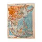 Old map of East Asia and Insulinde from 1945