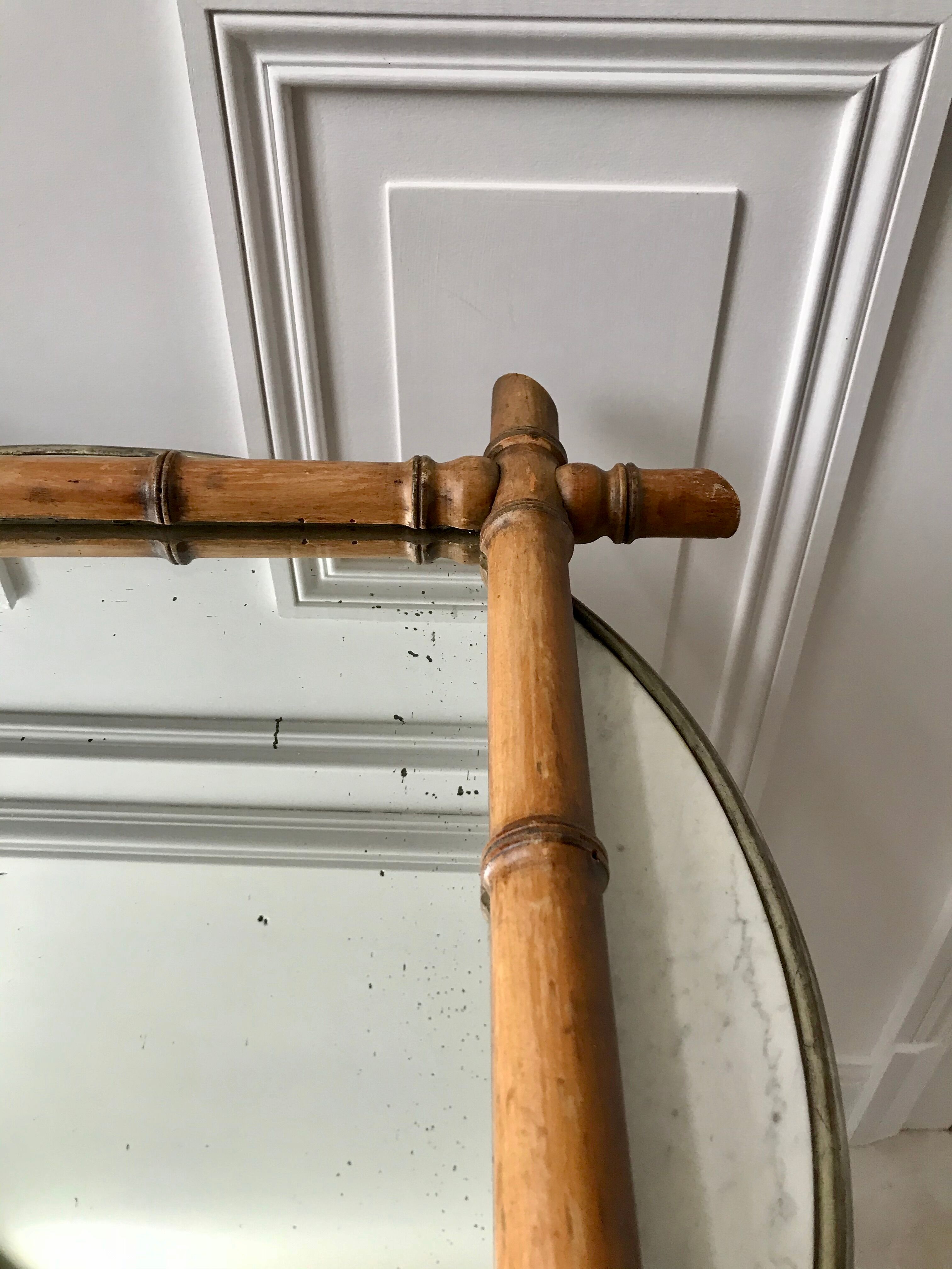 Wooden barber mirror style bamboo years 1920-1930 53 x 67 cm