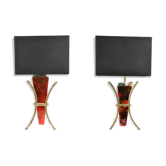 Pair of fractal resin and brass lamps by Henri Fernandez