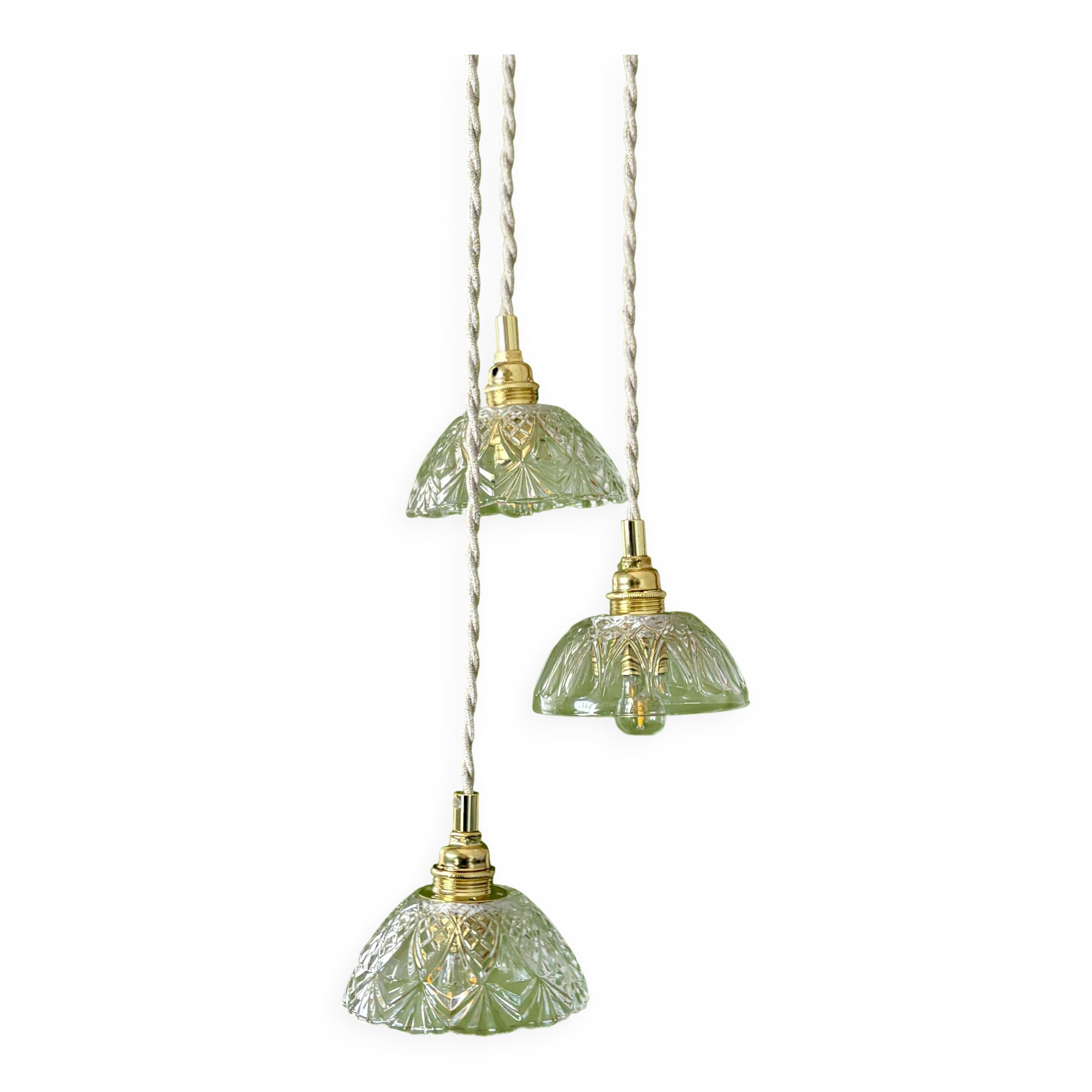 Vintage triple suspension lampshade in cut glass - tableware collection