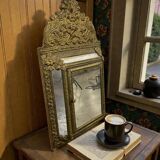 Wall cabinet / vintage mirror in gilded brass