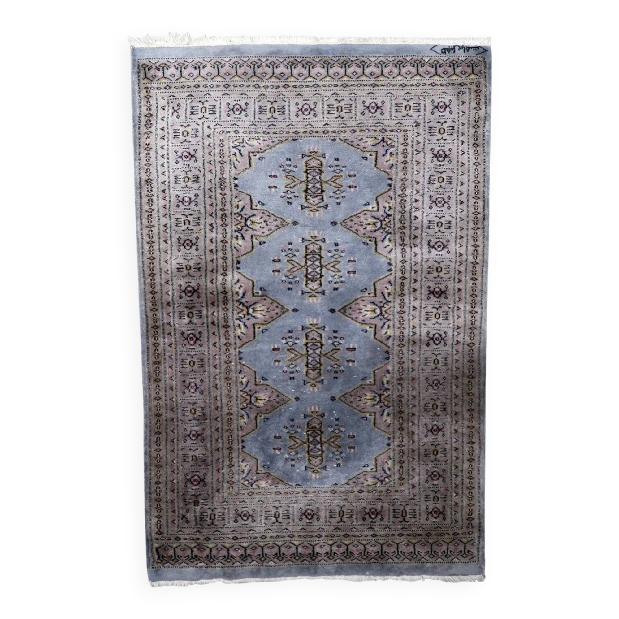 Vintage Uzbek Bukhara handmade rug 95 cm x 147 cm 1950s