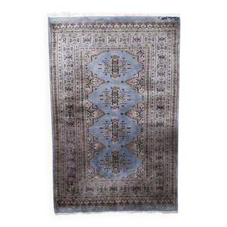 Vintage Uzbek Bukhara handmade rug 95 cm x 147 cm 1950s