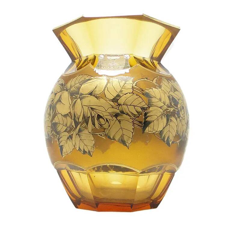 Vase, crystal, hand-painted, designed by Kamenický Šenov, Czech Republic, 19th century