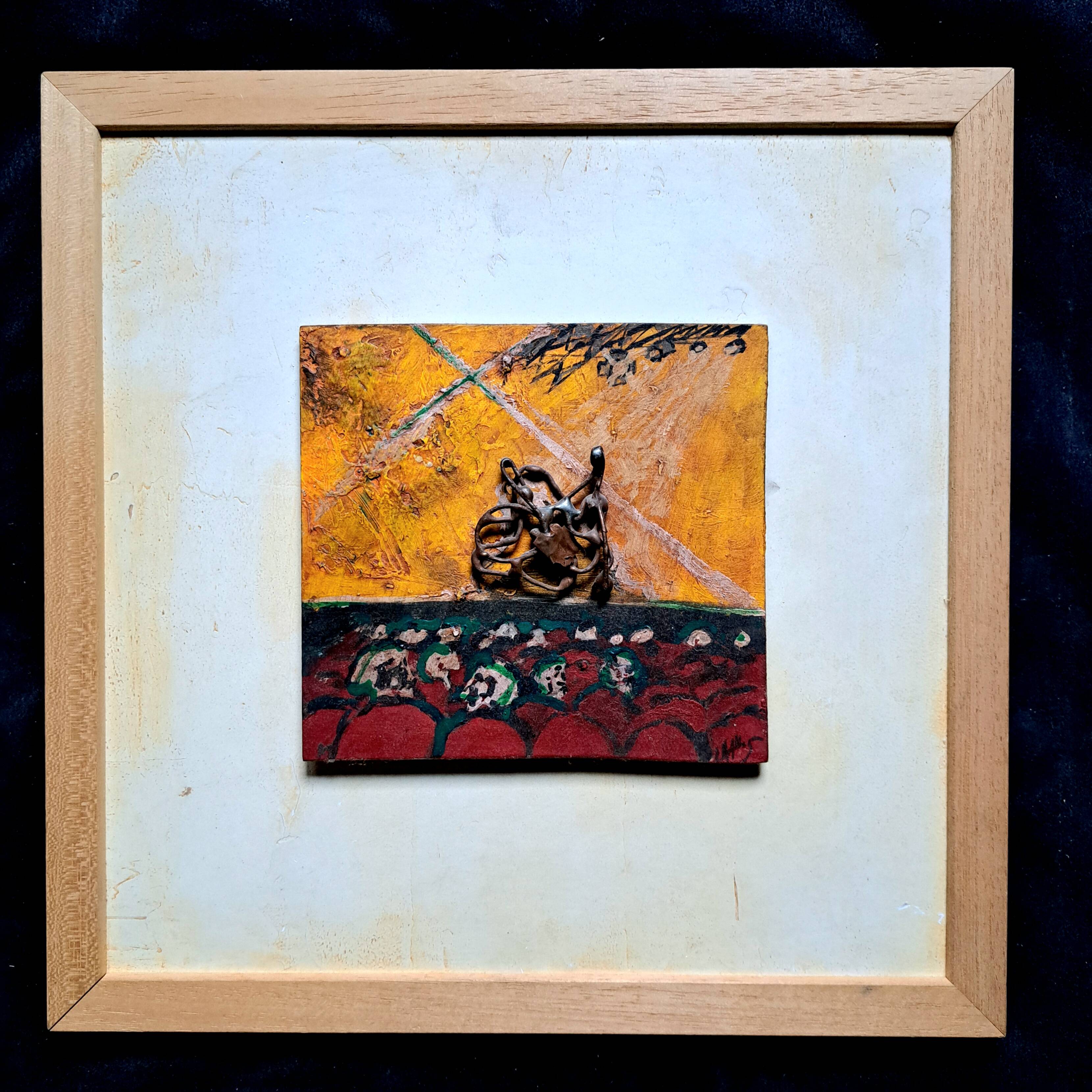 Expressionist painting - oil and wood sculpture by Julien Allègre