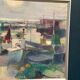 Large Original Swedish Oil on Canvas – “Port” by Finn Hillerup – Signed – Vintage & Framed