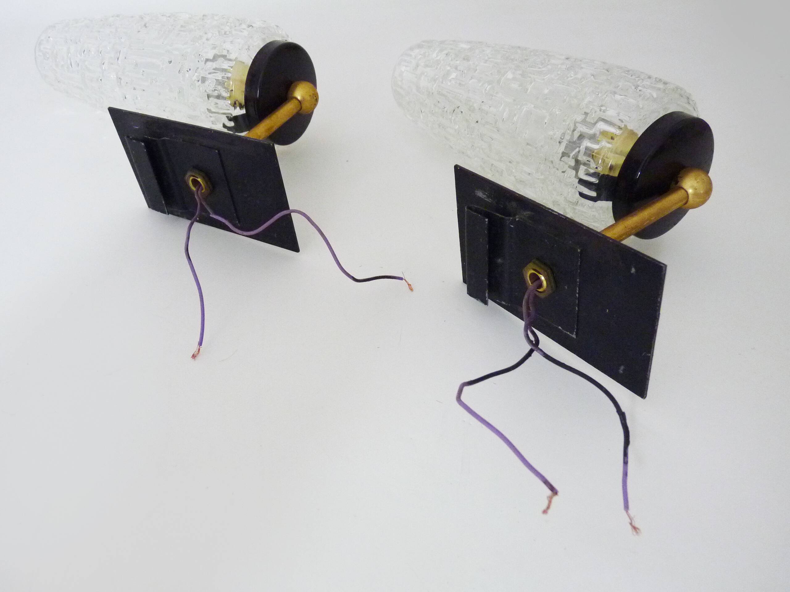 Pair of vintage Maison Arlus 1950s brass wall sconces