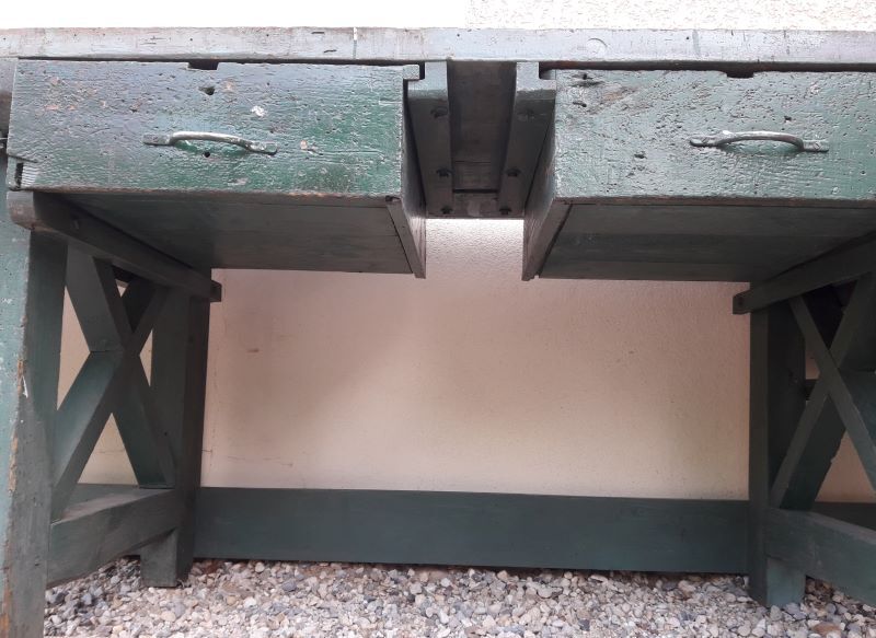 Établi industriel d'atelier 4m ancien