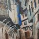 Modernist oil on canvas "Ohrid" by Aleksandar Jeremic Cibe, 1959