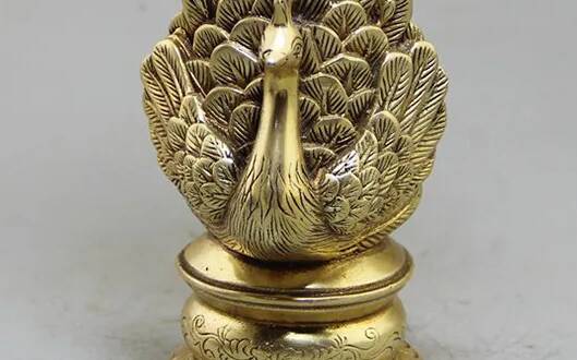 Antique Brass Peacock Vase, Home Decor, Modern Living Room Accent