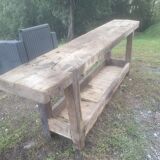 Old piece of furniture by trade, wooden carpenter's establishment