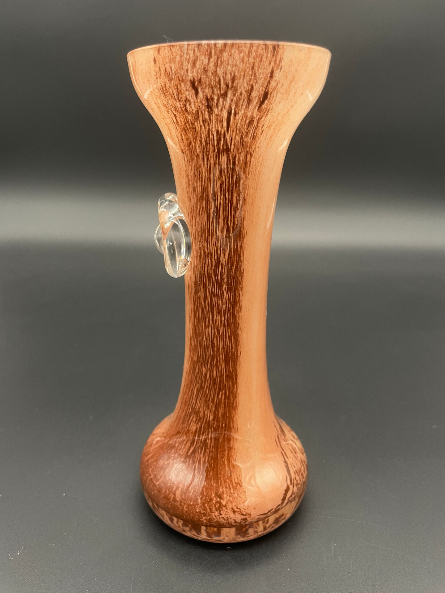 Vintage blown glass soliflore vase with applied decoration.