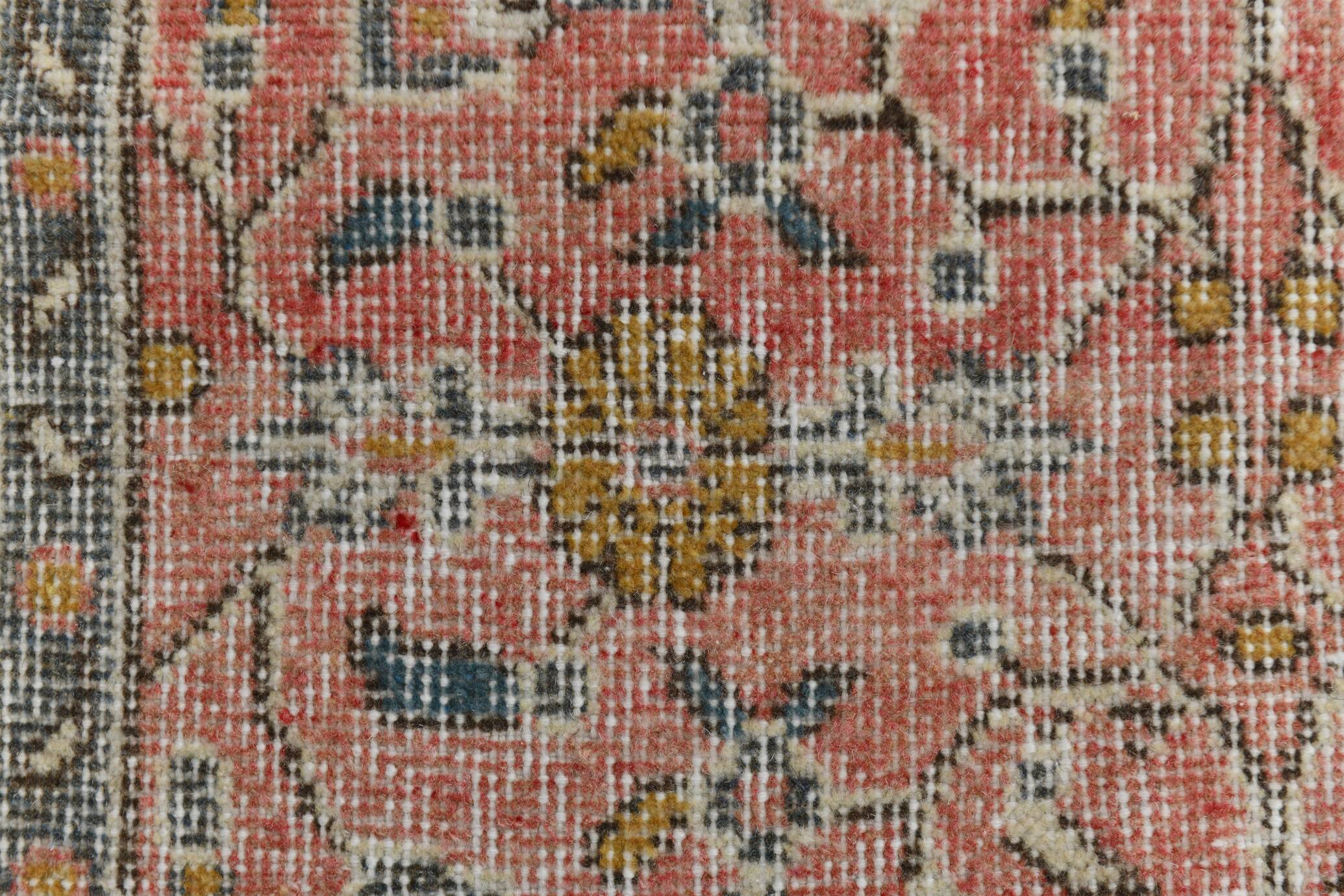 3x9 Vintage All-Over Floral Red Turkish Runner Rug, 92x286Cm