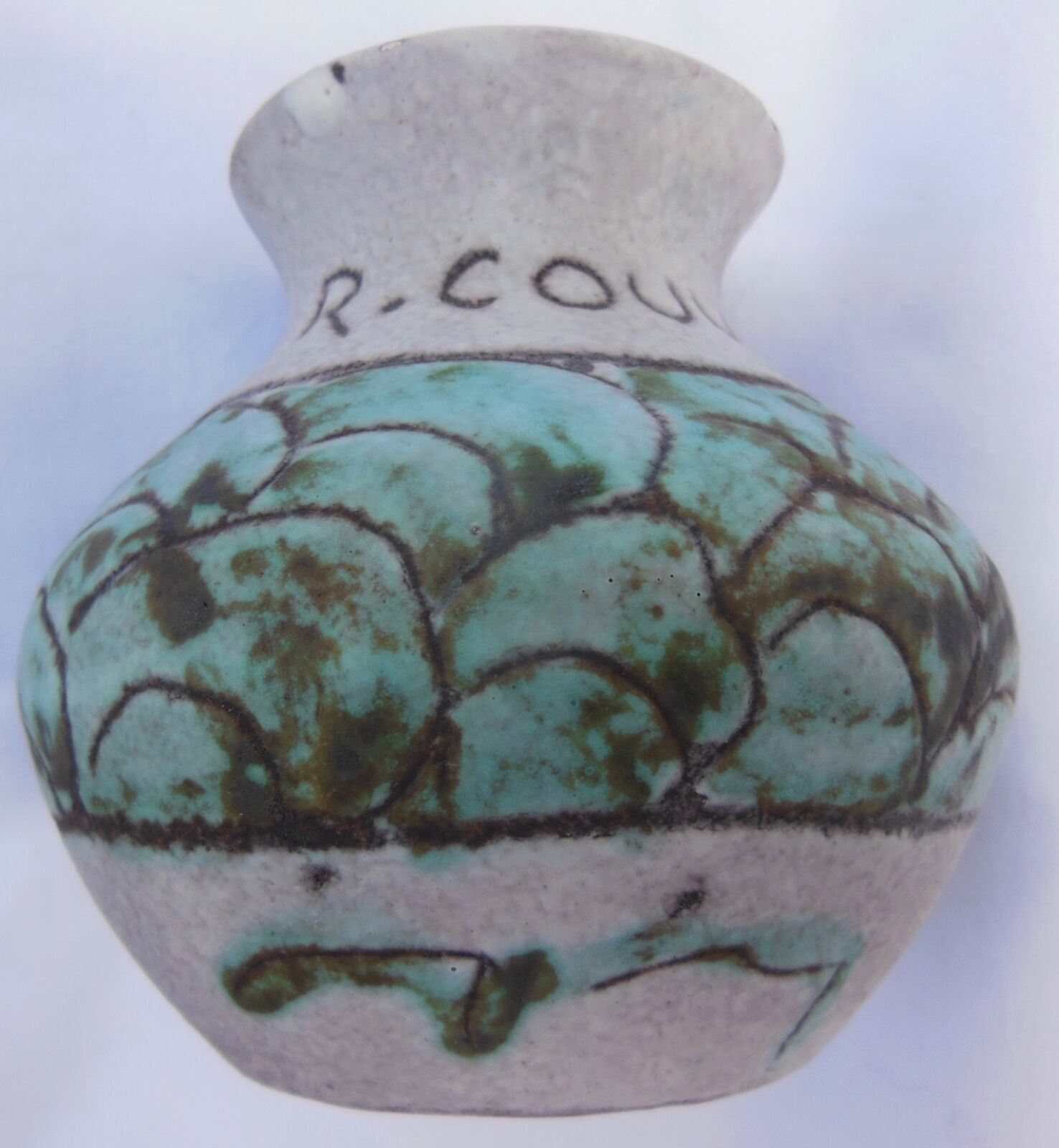 CERAMIC VASE - ABSTRACT DECORATION - R.COUVELAIRE - J.MASSIER - VALLAURIS -