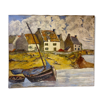 Old painting, Breton landscape XX century