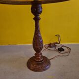 Teak table lamp with carvings from around the 1960s