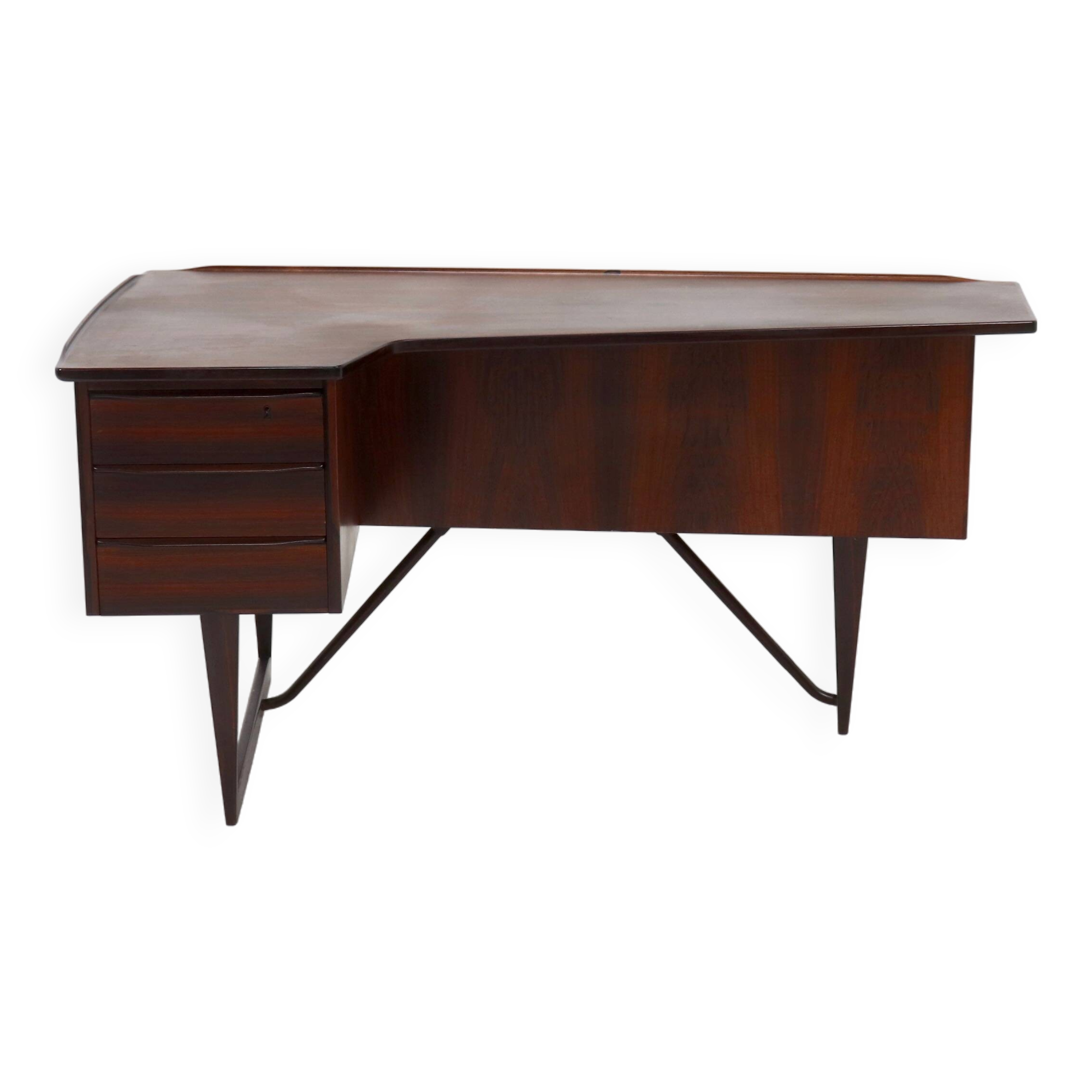 Rosewood Boomerang Desk by Peter Løvig Nielsen for Hedensted Møbelfabrik Denmark 1950s