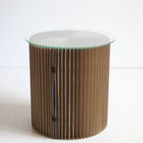 Cardboard Harmonica Side Table With Glass Top, 1970s