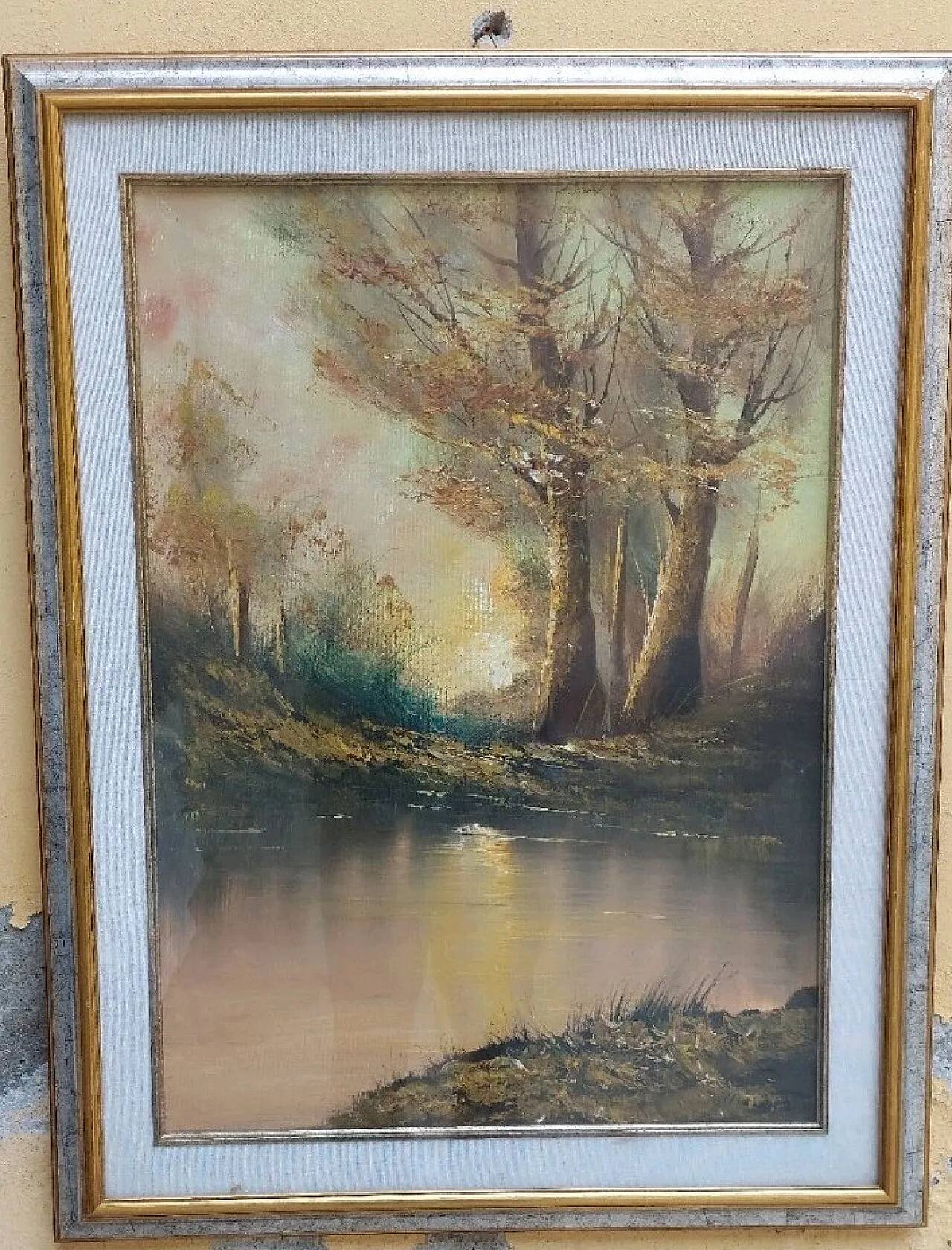 Paysage huile sur toile, fin du 20ème siècle