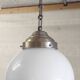 Suspension design Bauhaus globe opaline (diam: 20 cm) - mid 20th century