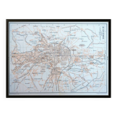 Saint-Étienne, old small map, printed in 1906.
