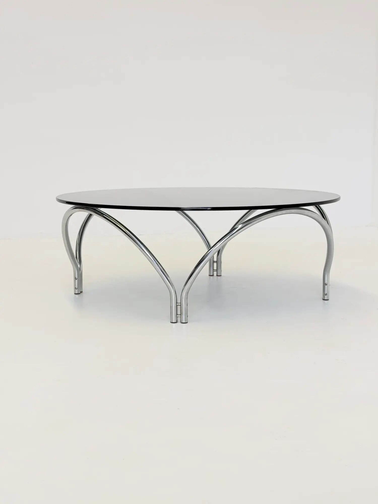 Table basse vintage Space Age en verre fumé et chrome